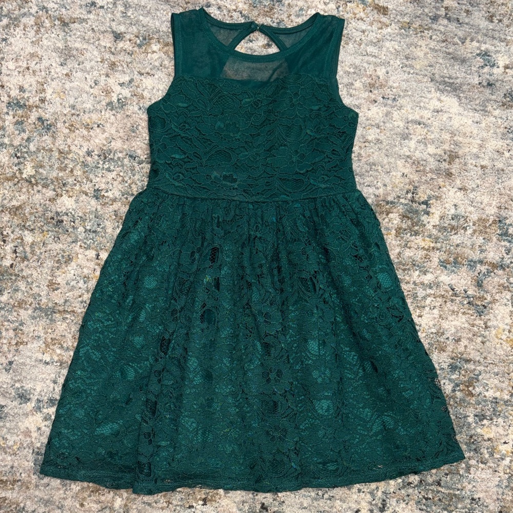 Elegant Green Lace Kids Dress